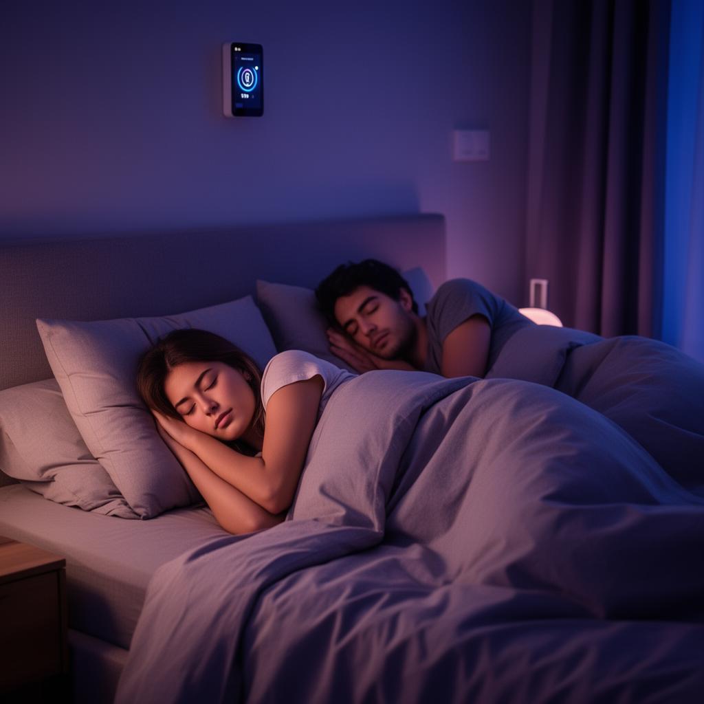 Parents sleeping peacefully knowing SlumberTek is watching their child's bed