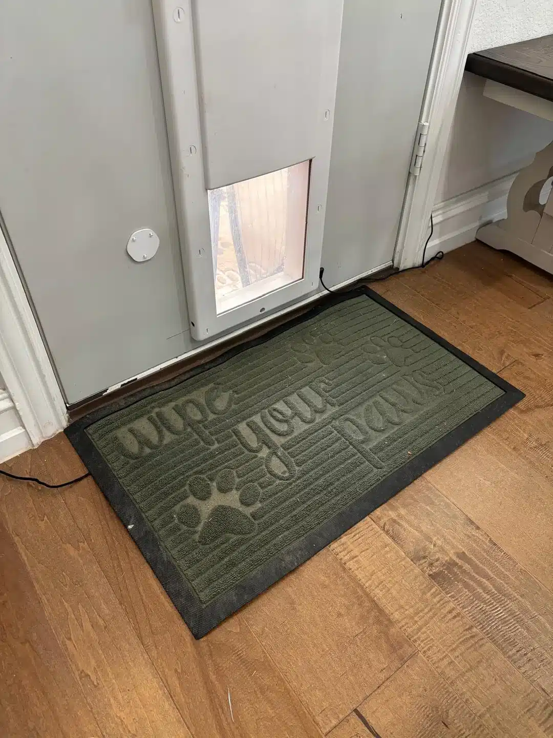 TTB mat under dog door mat for automating dog door